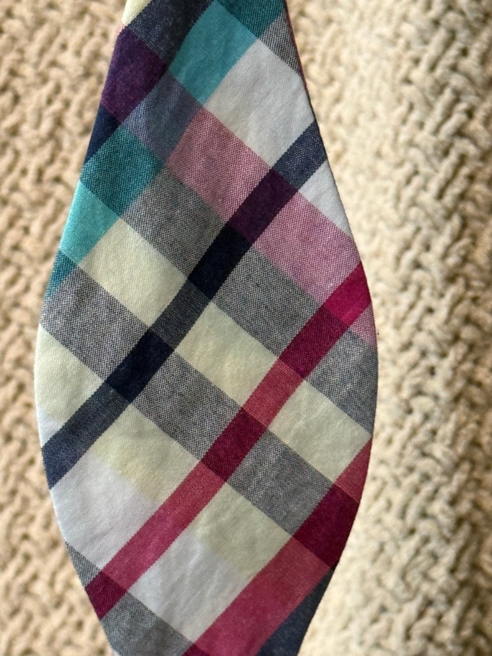 Saddlebred Pink, Navy, Teal & Purple Plaid Cotton Neck Tie